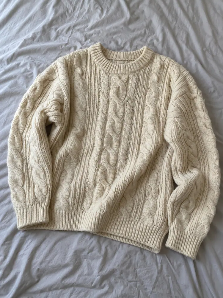 Cream cable-knit pullover